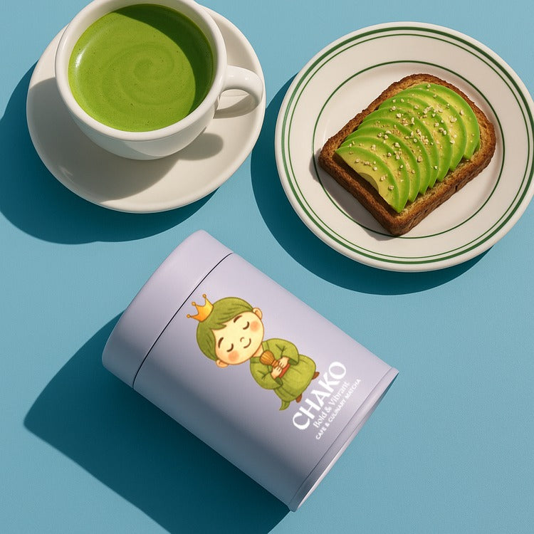 Cup of matcha latte made with Chako Bold & Vibrant Matcha