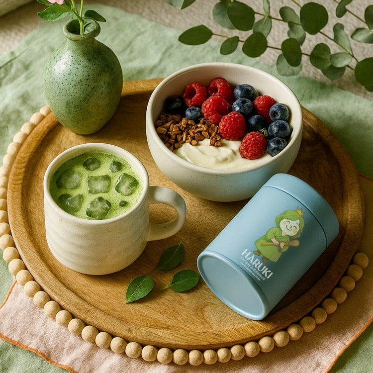 Hakuri – Creamy & Balanced Matcha finely ground green tea powder in bowl