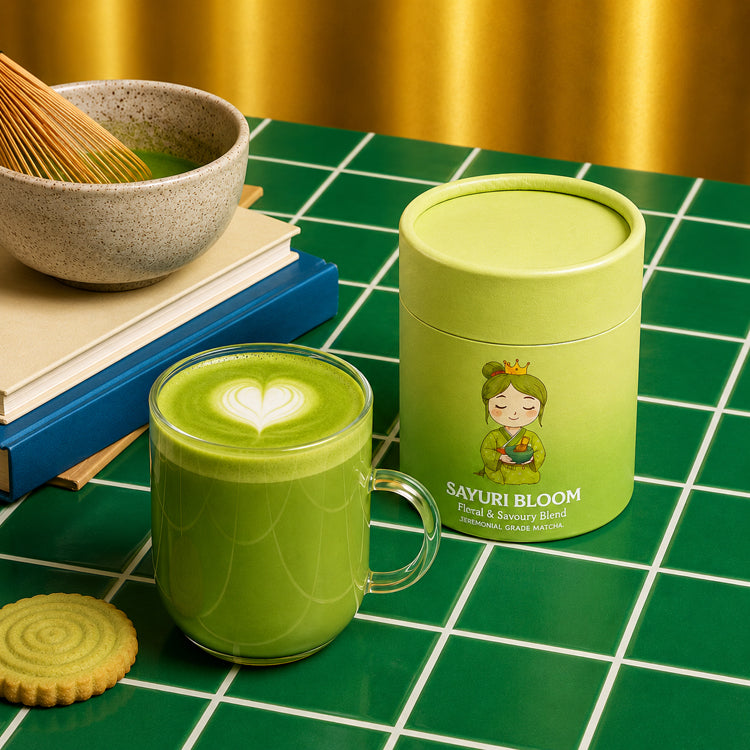 Sayuri Bloom Floral & Savoury Blend ceremonial matcha pouch by Matchasty